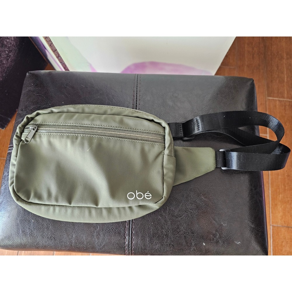 Obe Fitness Belt Bag Fanny Pack Olive Green‎ Mesh Back Athletic Utility - Picture 2 of 6